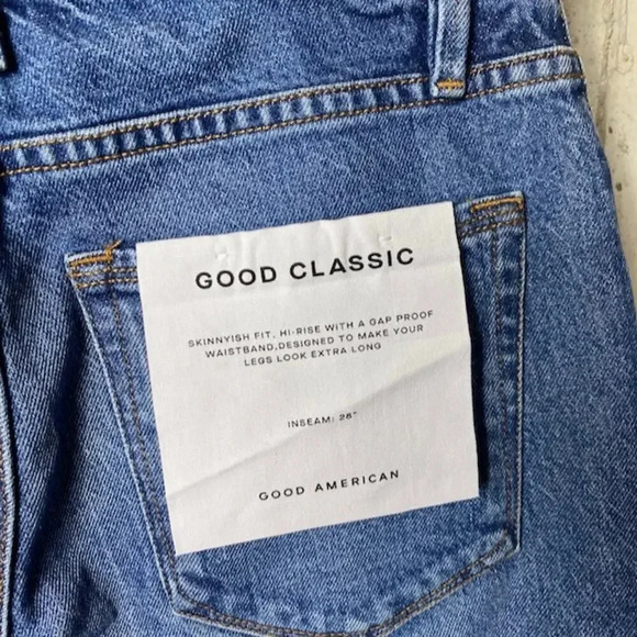 NWT Good American Good Classic Skinny Jeans High Rise Raw Hem Medium Wash 00 - Picture 12 of 12